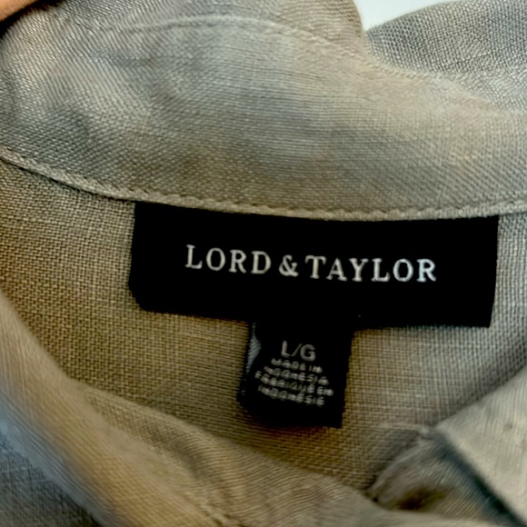 Lord &Taylor Linen Tan long Sleeves blouse - Picture 7 of 9